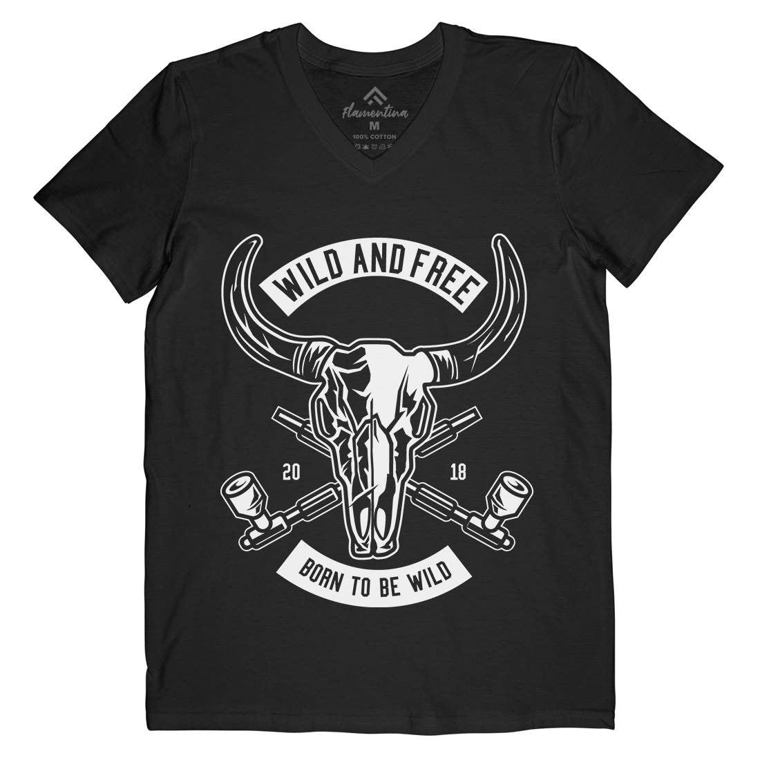 Wild And Free Mens Organic V-Neck T-Shirt American B669