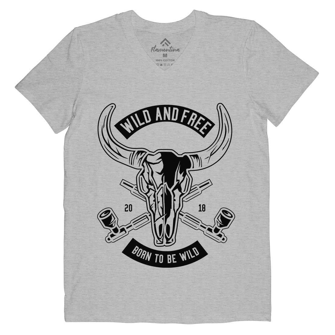Wild And Free Mens Organic V-Neck T-Shirt American B669