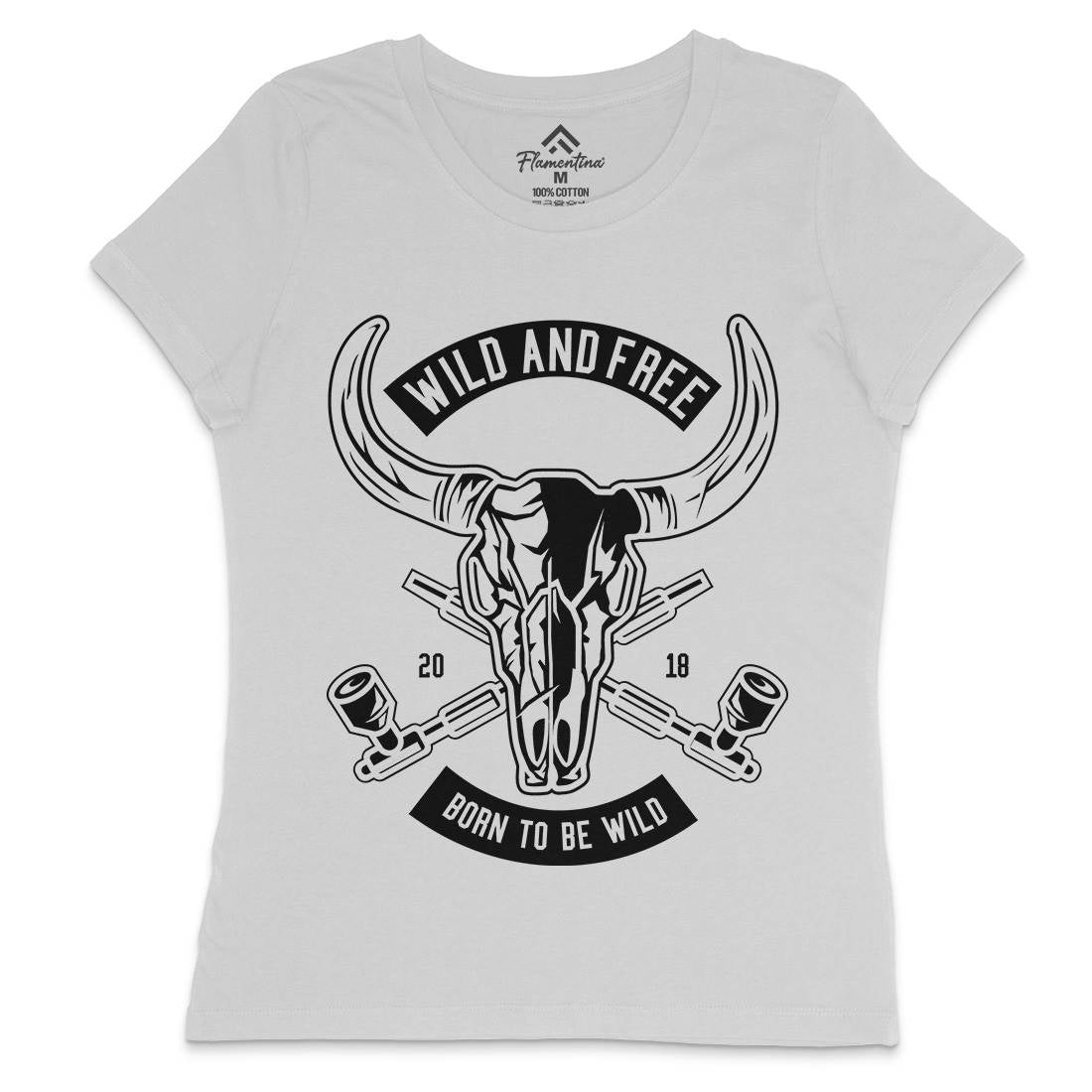 Wild And Free Womens Crew Neck T-Shirt American B669