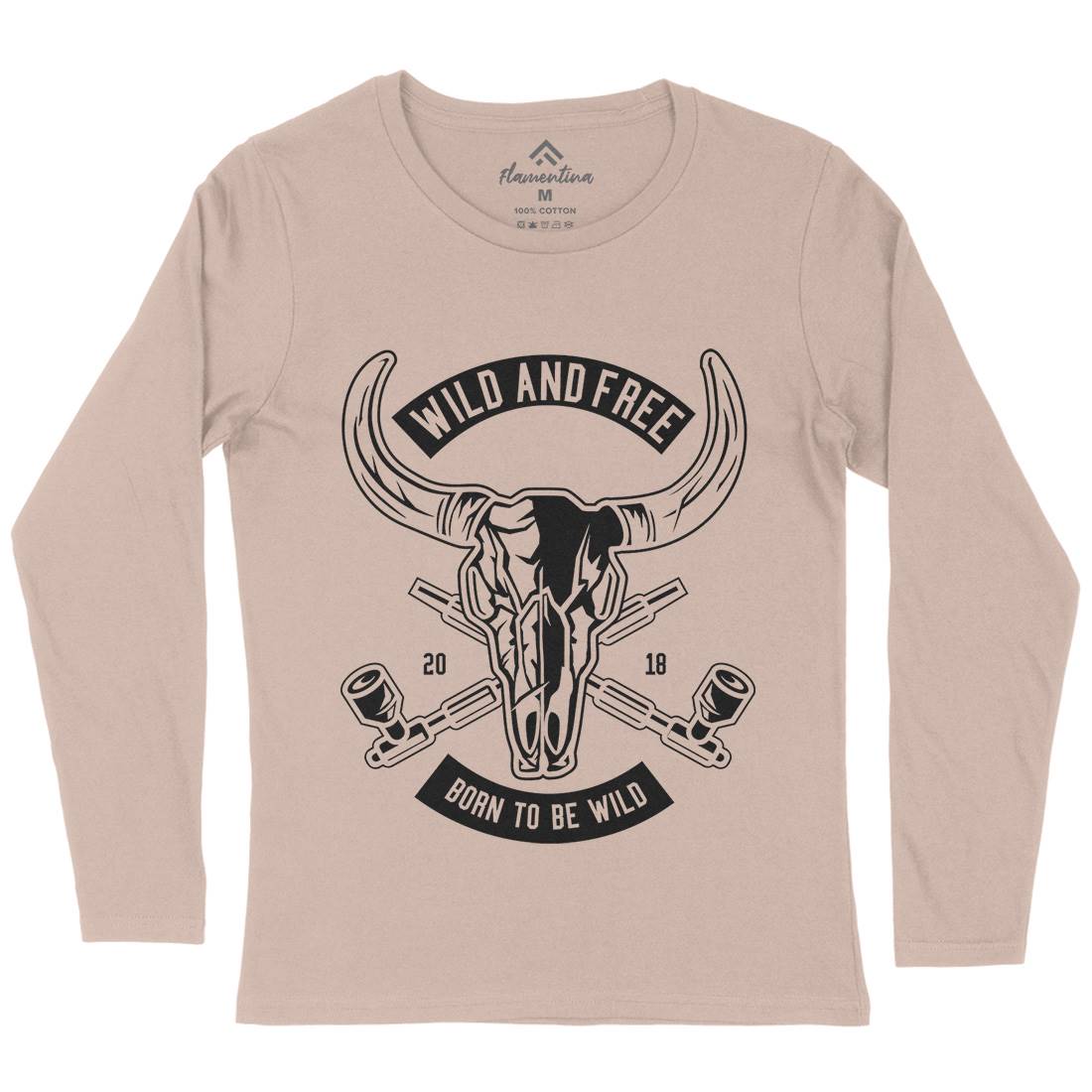 Wild And Free Womens Long Sleeve T-Shirt American B669