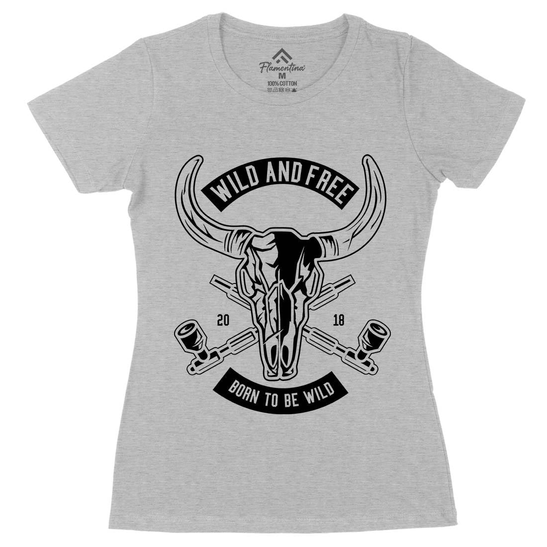 Wild And Free Womens Organic Crew Neck T-Shirt American B669