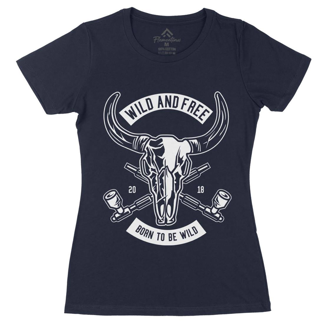 Wild And Free Womens Organic Crew Neck T-Shirt American B669