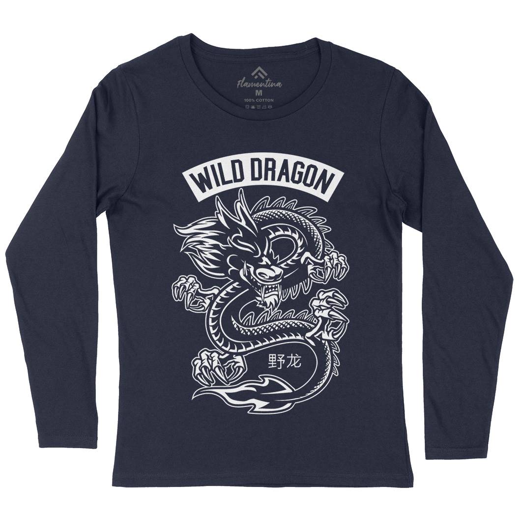 Wild Dragon Womens Long Sleeve T-Shirt Asian B670