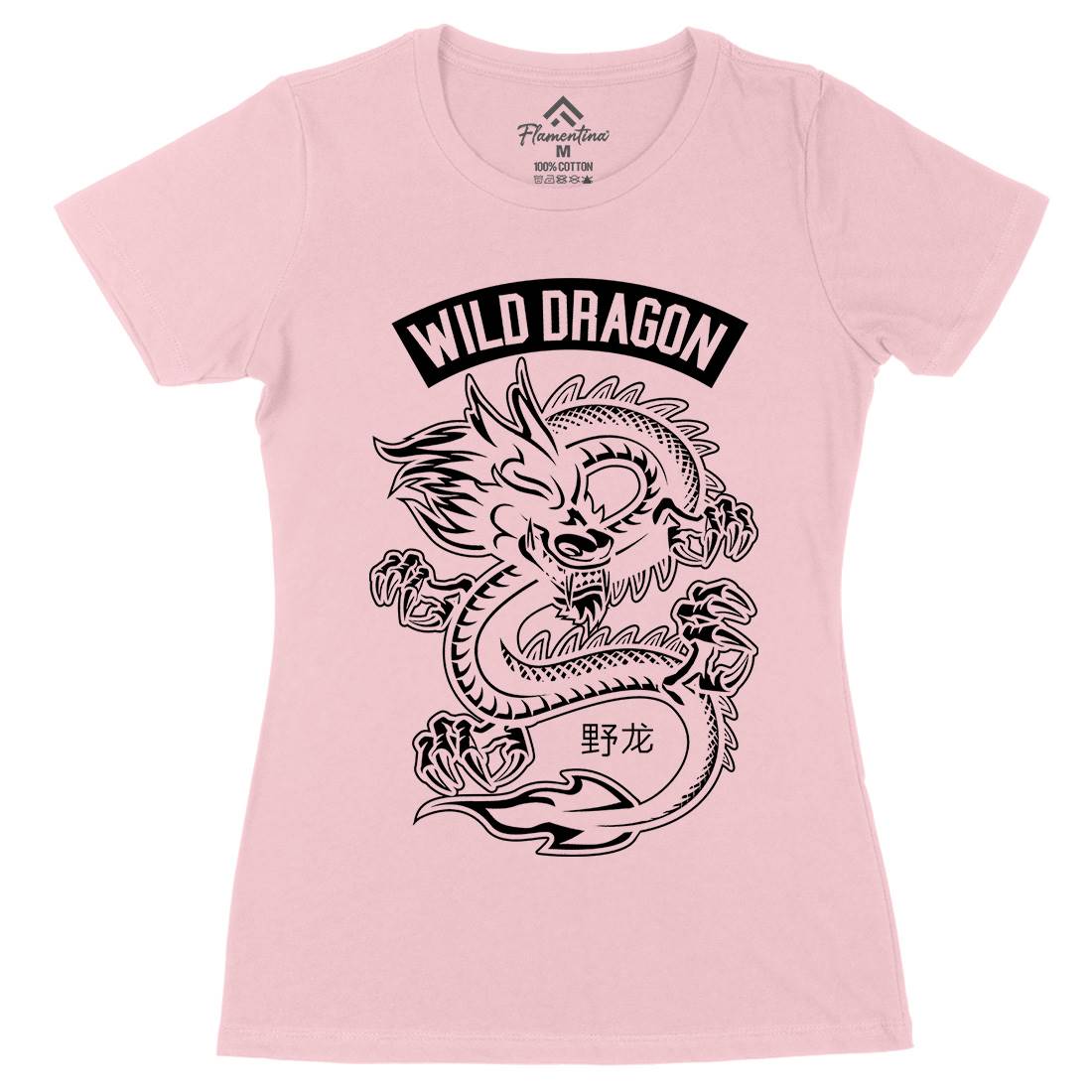 Wild Dragon Womens Organic Crew Neck T-Shirt Asian B670