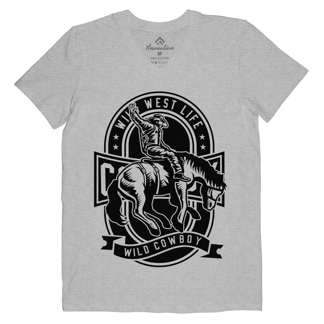 Wild West Mens V-Neck T-Shirt American B671