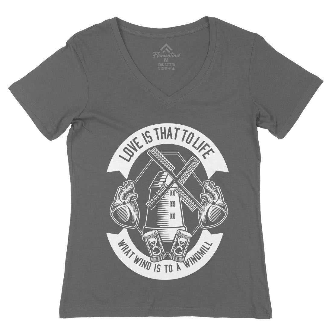 Windmill Womens Organic V-Neck T-Shirt Retro B672