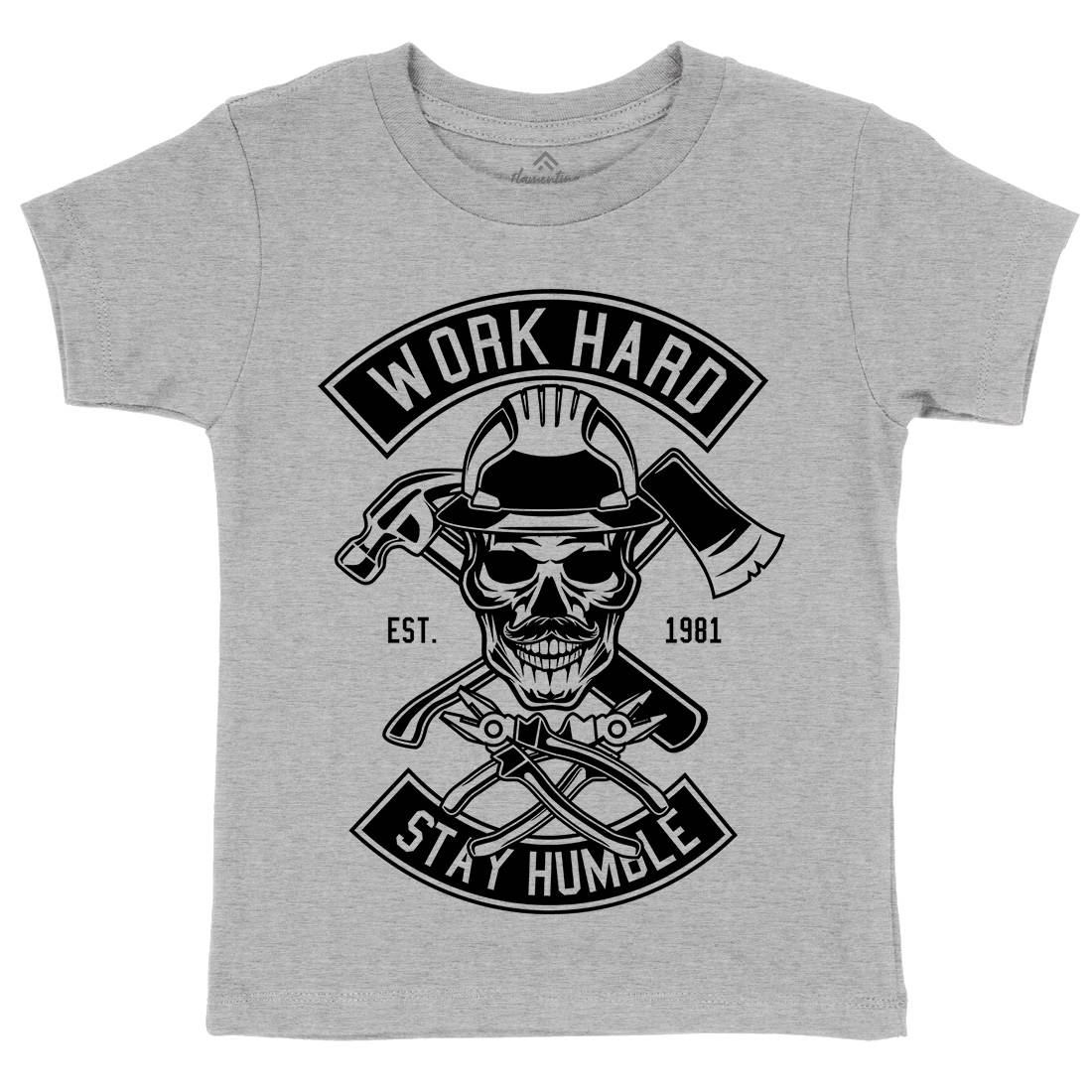 Work Hard Kids Organic Crew Neck T-Shirt Retro B673