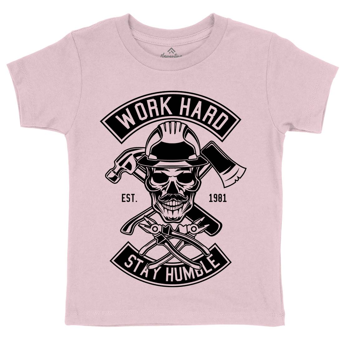 Work Hard Kids Organic Crew Neck T-Shirt Retro B673