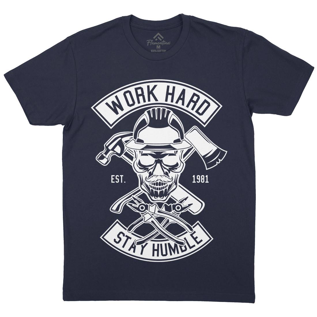 Work Hard Mens Crew Neck T-Shirt Retro B673