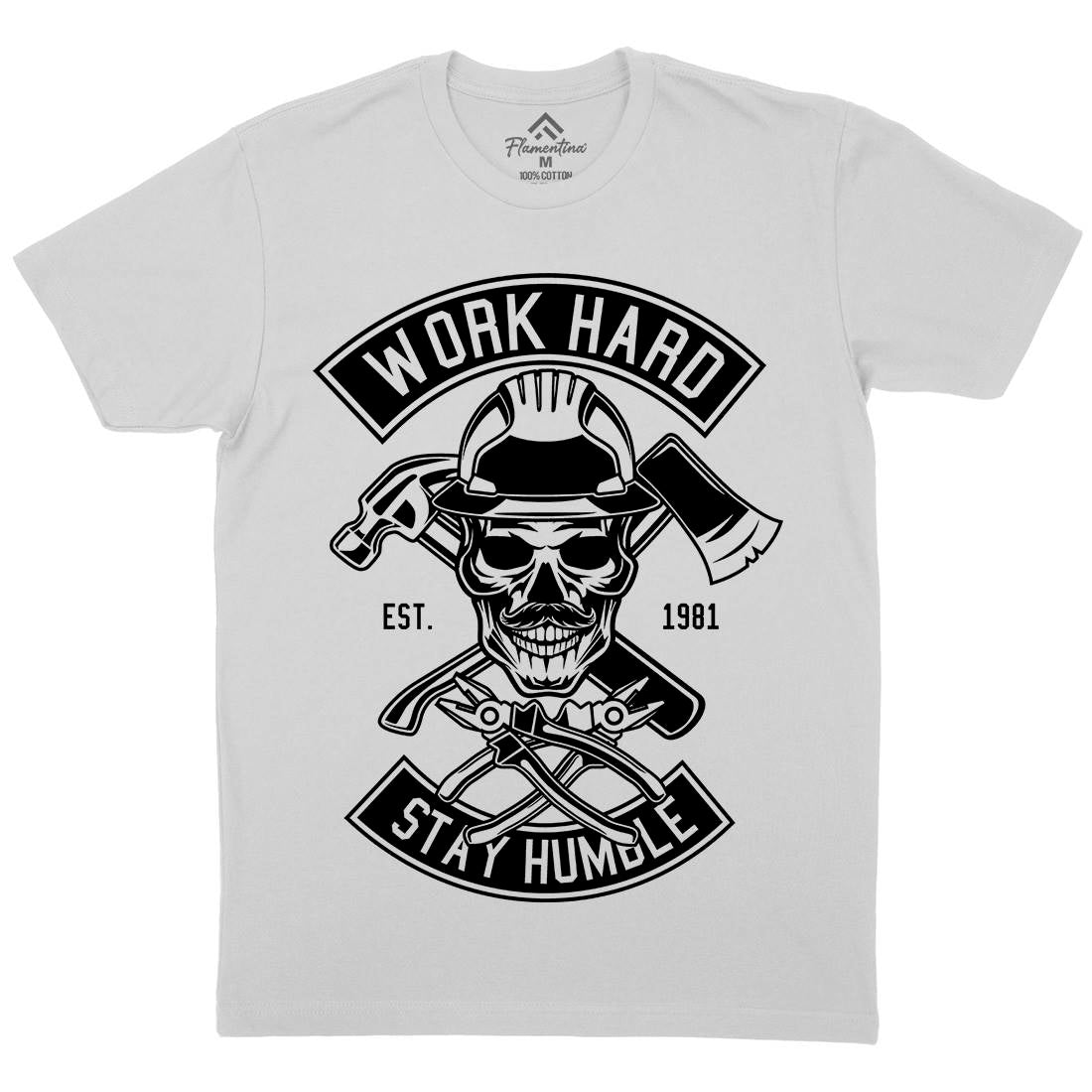 Work Hard Mens Crew Neck T-Shirt Retro B673