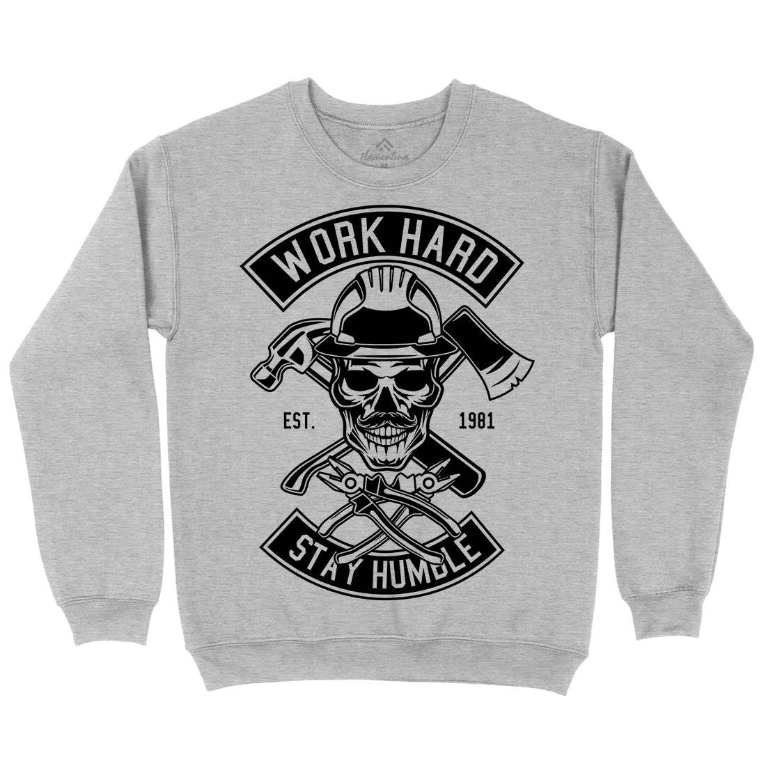 Work Hard Mens Crew Neck Sweatshirt Retro B673