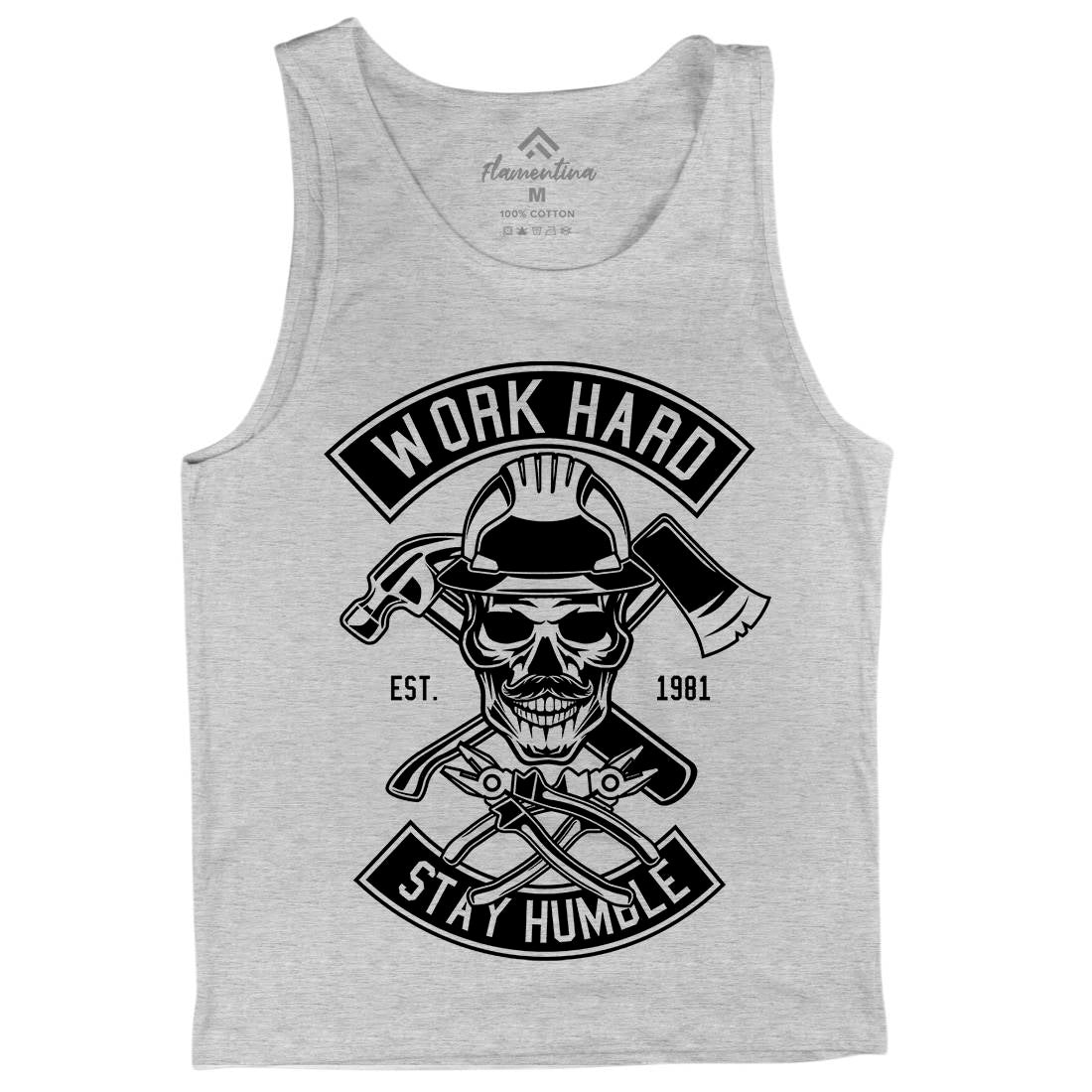 Work Hard Mens Tank Top Vest Retro B673