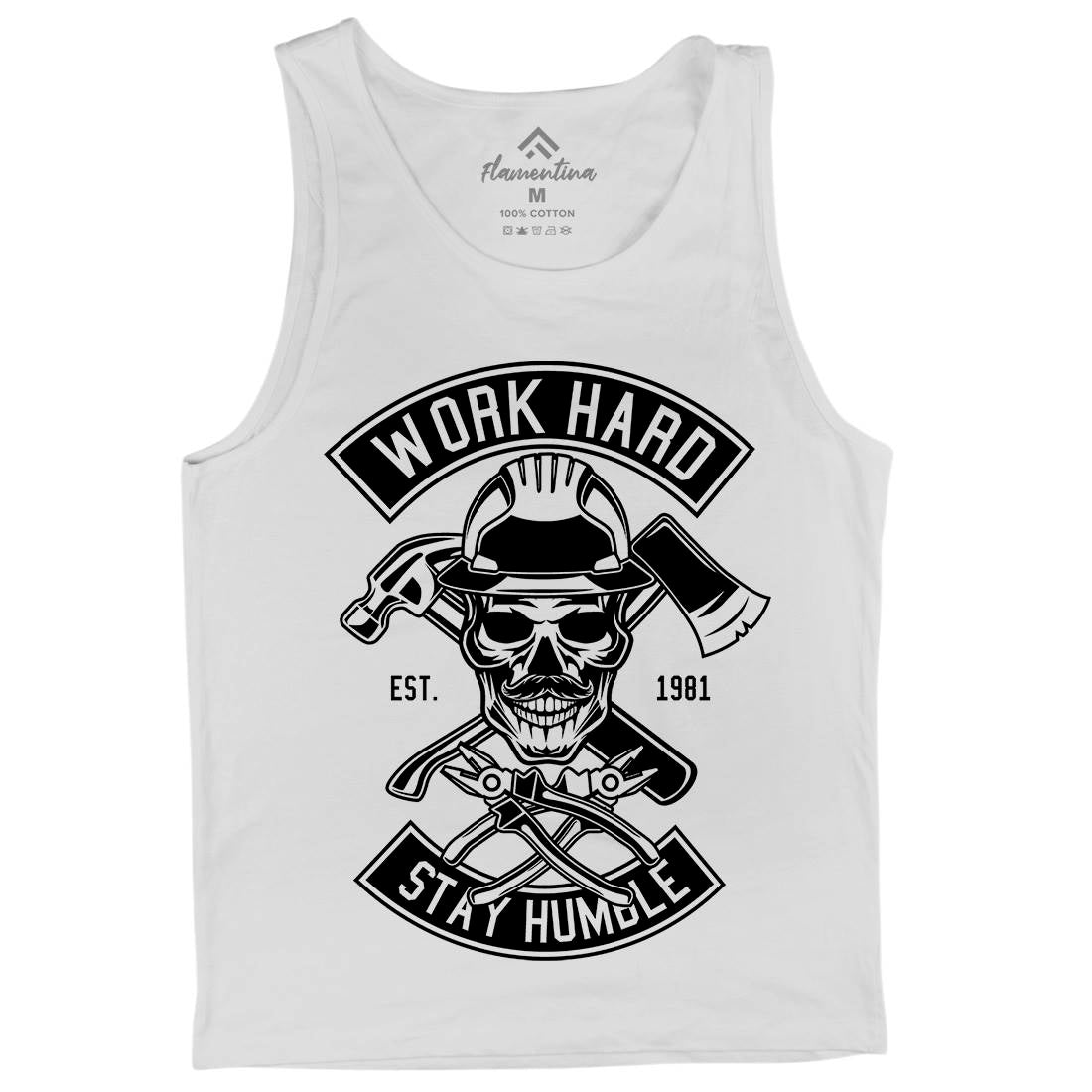 Work Hard Mens Tank Top Vest Retro B673