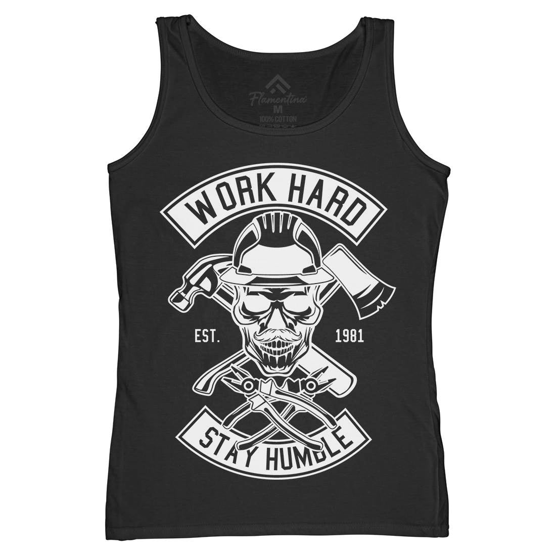 Work Hard Womens Organic Tank Top Vest Retro B673