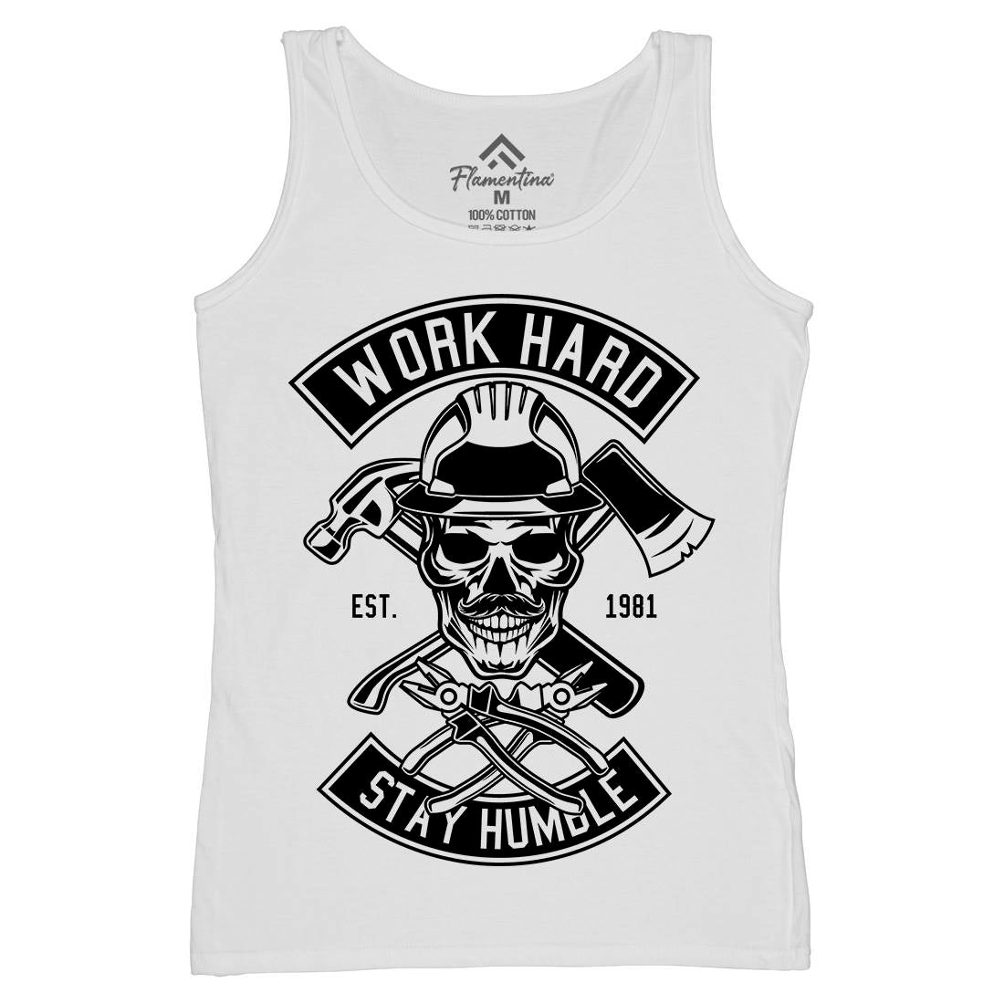 Work Hard Womens Organic Tank Top Vest Retro B673