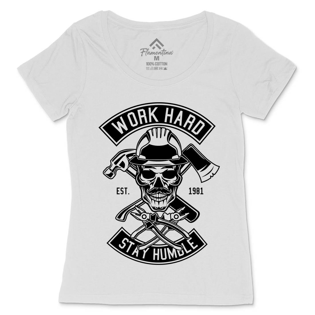 Work Hard Womens Scoop Neck T-Shirt Retro B673