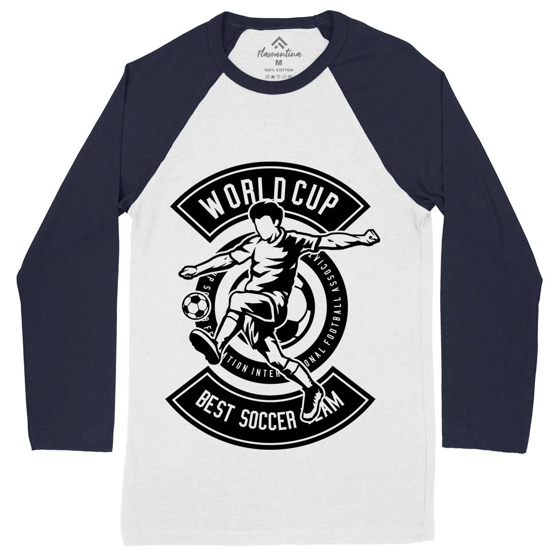World Cup Soccer Mens Long Sleeve Baseball T-Shirt Sport B675