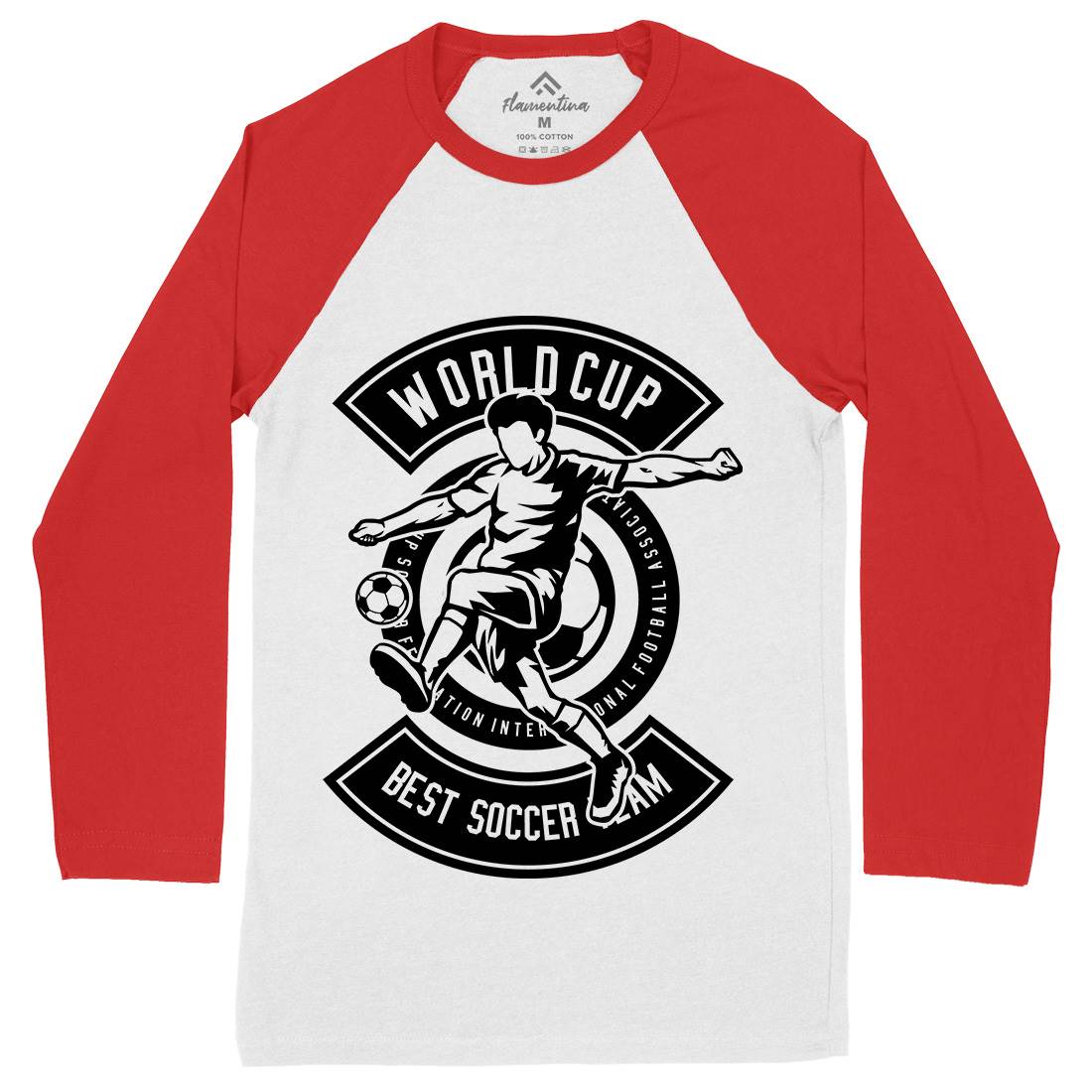 World Cup Soccer Mens Long Sleeve Baseball T-Shirt Sport B675