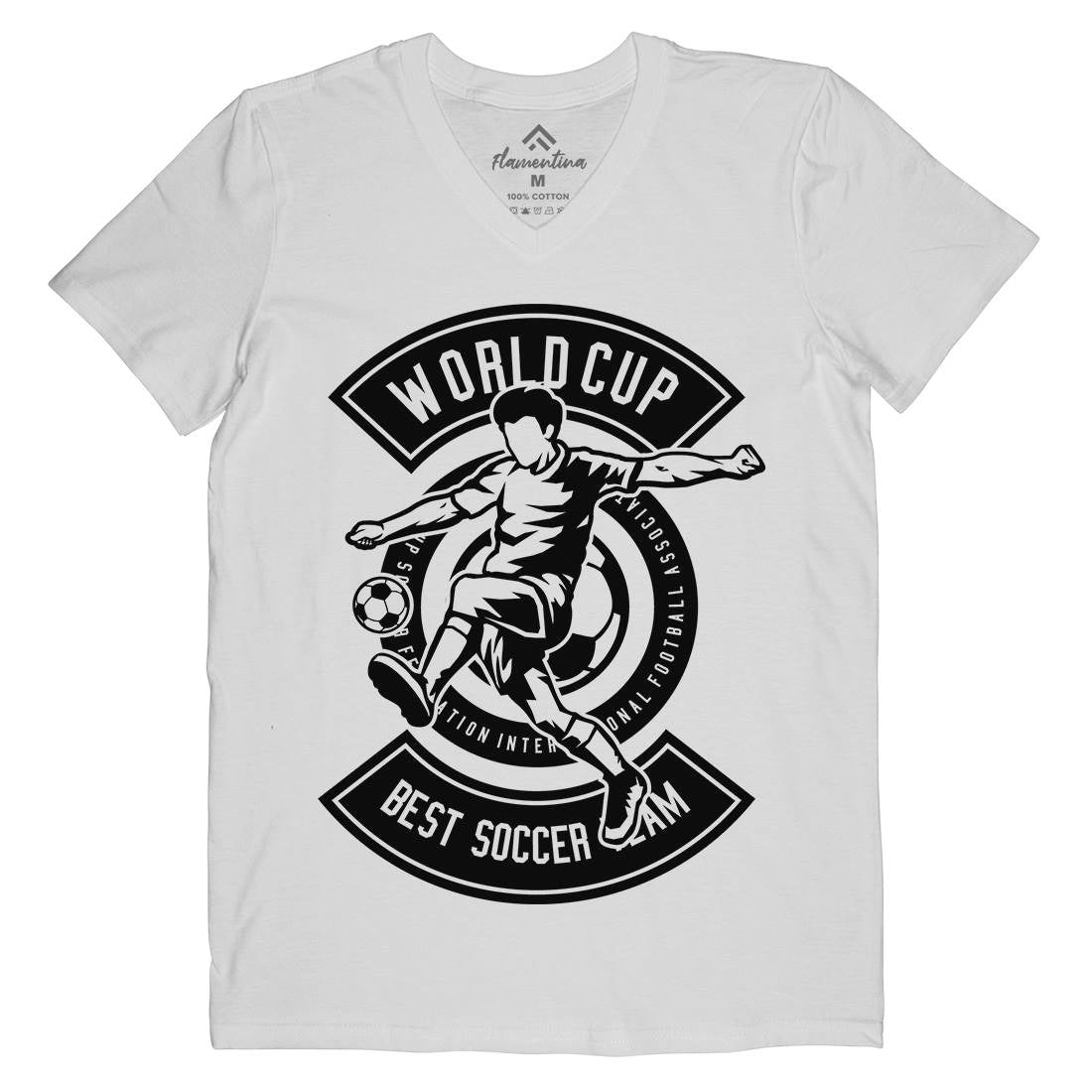 World Cup Soccer Mens V-Neck T-Shirt Sport B675