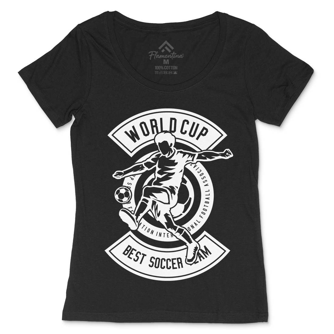 World Cup Soccer Womens Scoop Neck T-Shirt Sport B675