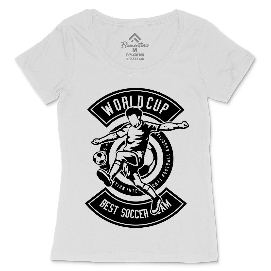 World Cup Soccer Womens Scoop Neck T-Shirt Sport B675