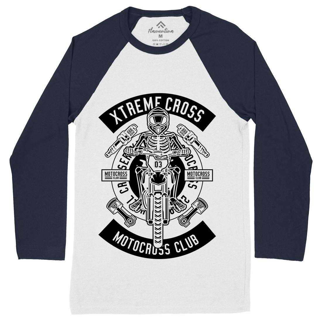 Xtreme Cross Mens Long Sleeve Baseball T-Shirt Motorcycles B676