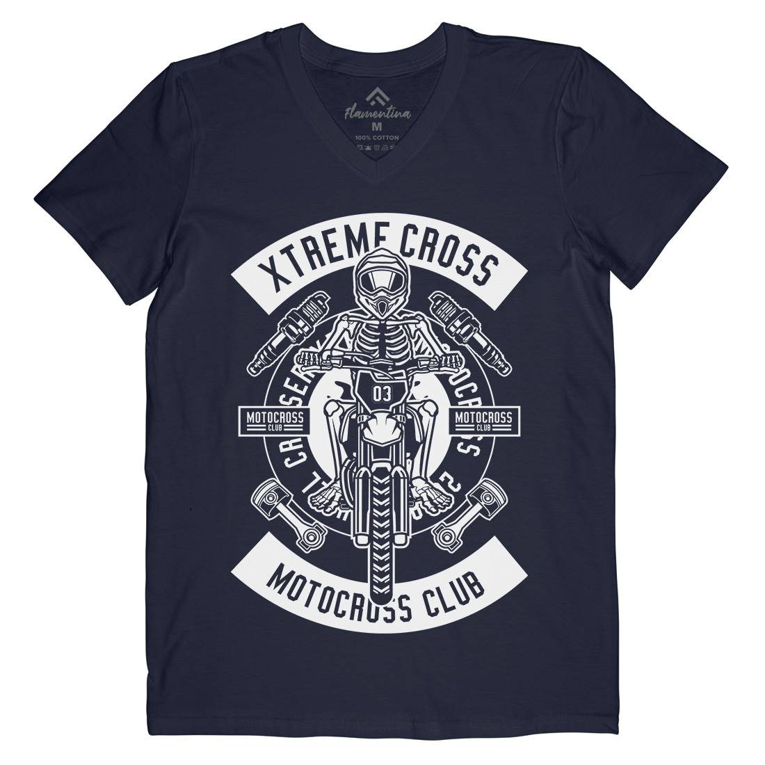 Xtreme Cross Mens Organic V-Neck T-Shirt Motorcycles B676