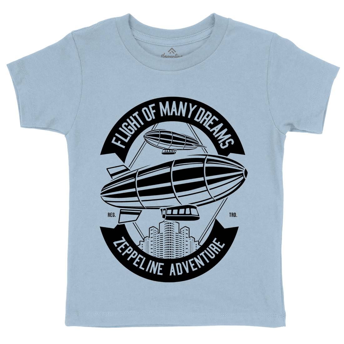 Zeppelin Adventure Kids Organic Crew Neck T-Shirt Retro B677