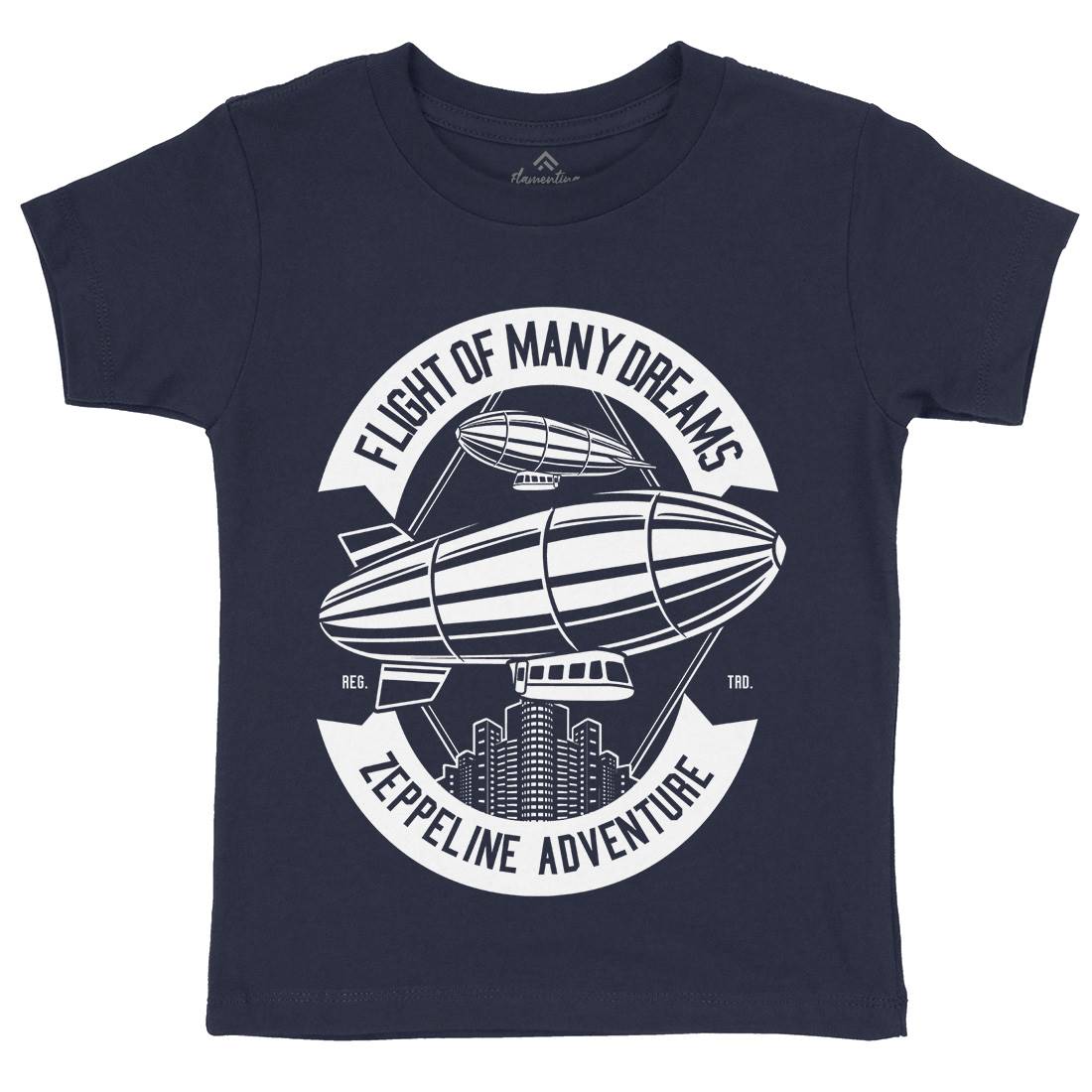 Zeppelin Adventure Kids Organic Crew Neck T-Shirt Retro B677