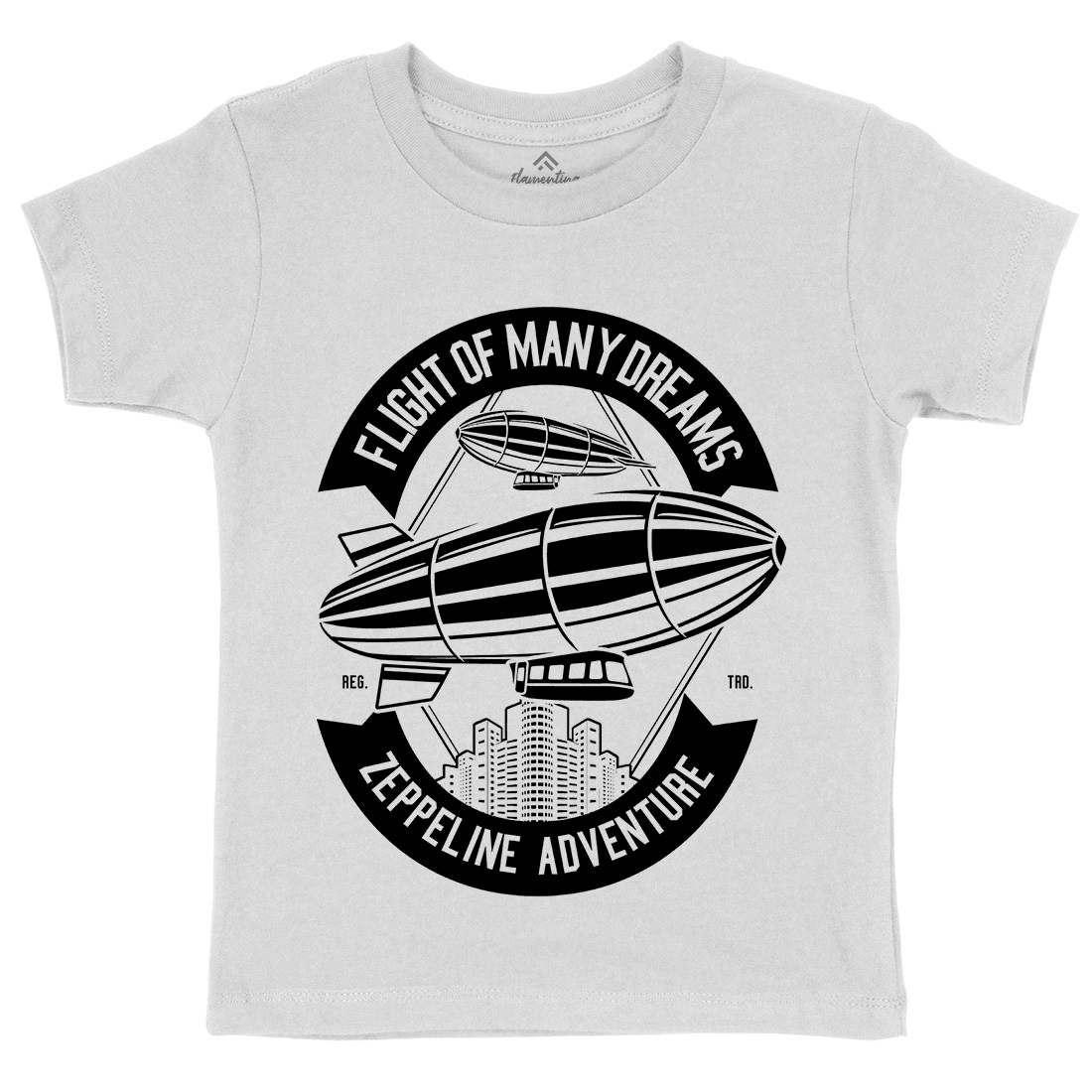 Zeppelin Adventure Kids Crew Neck T-Shirt Retro B677