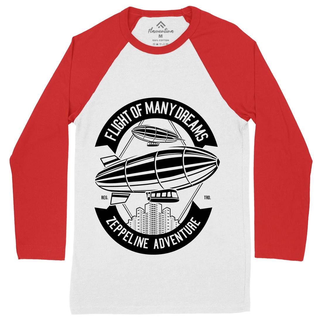 Zeppelin Adventure Mens Long Sleeve Baseball T-Shirt Retro B677