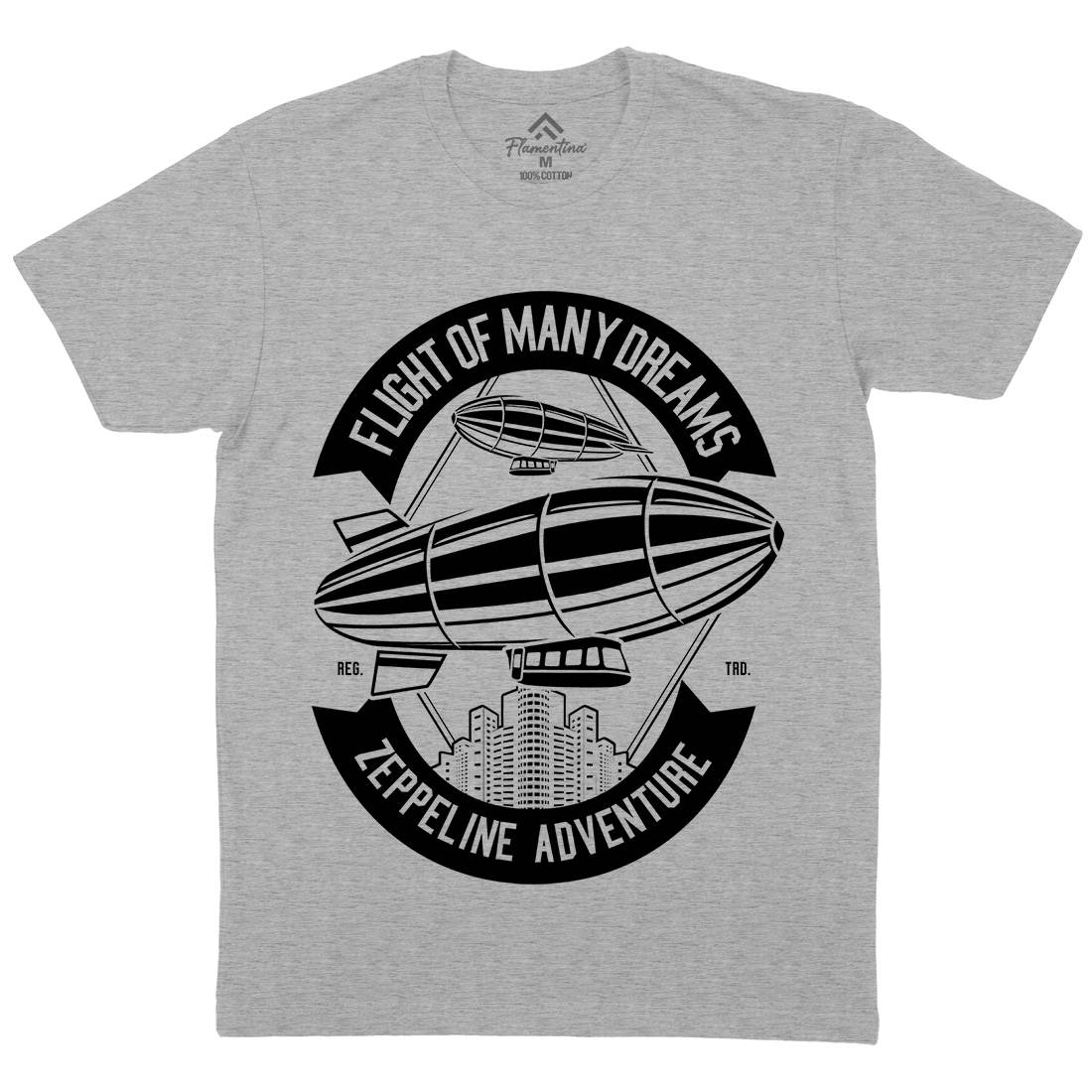 Zeppelin Adventure Mens Organic Crew Neck T-Shirt Retro B677