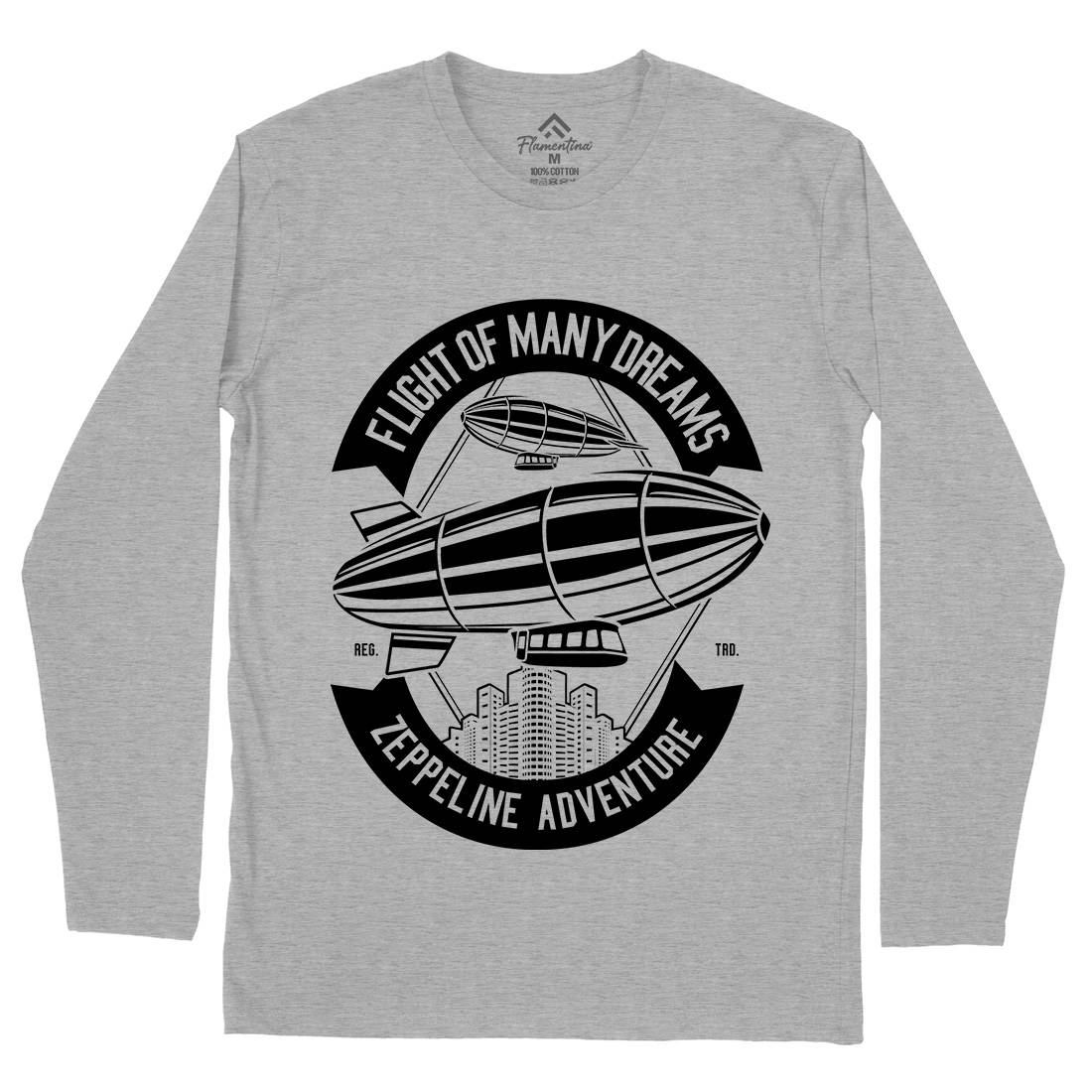 Zeppelin Adventure Mens Long Sleeve T-Shirt Retro B677