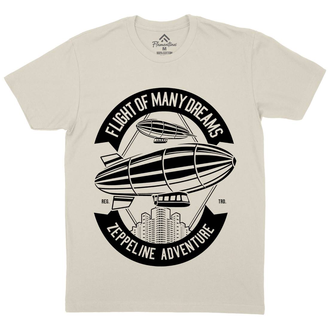 Zeppelin Adventure Mens Organic Crew Neck T-Shirt Retro B677