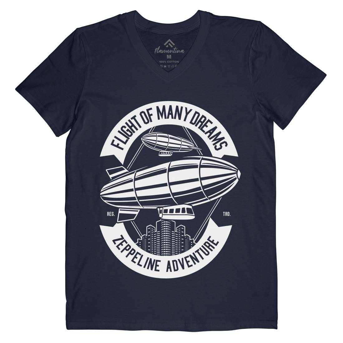 Zeppelin Adventure Mens V-Neck T-Shirt Retro B677