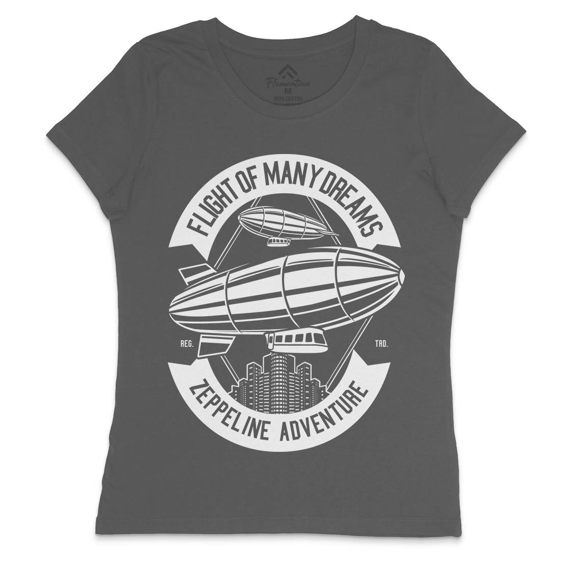 Zeppelin Adventure Womens Crew Neck T-Shirt Retro B677