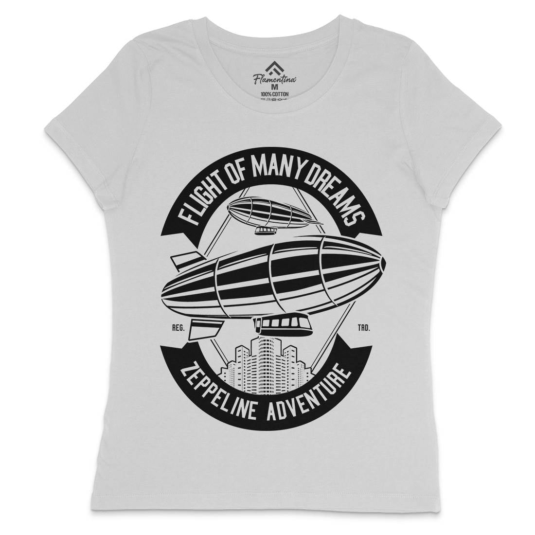Zeppelin Adventure Womens Crew Neck T-Shirt Retro B677