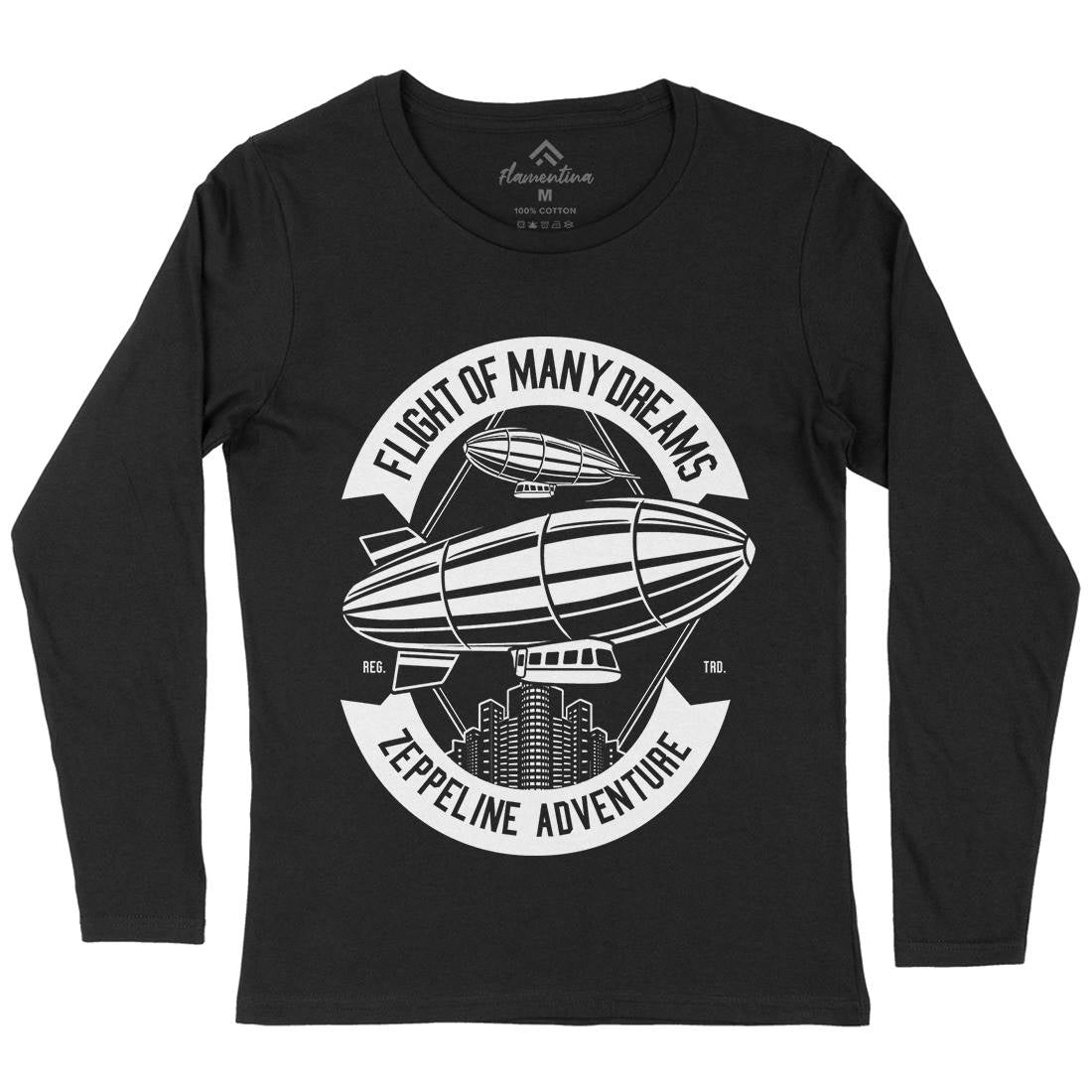 Zeppelin Adventure Womens Long Sleeve T-Shirt Retro B677