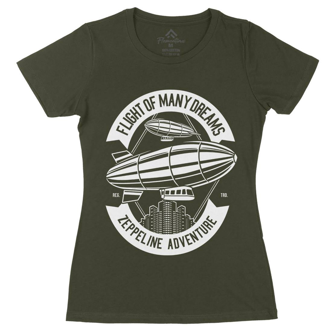 Zeppelin Adventure Womens Organic Crew Neck T-Shirt Retro B677