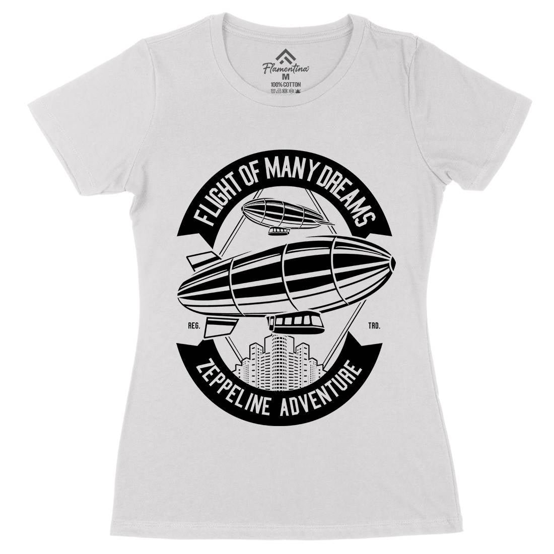 Zeppelin Adventure Womens Organic Crew Neck T-Shirt Retro B677
