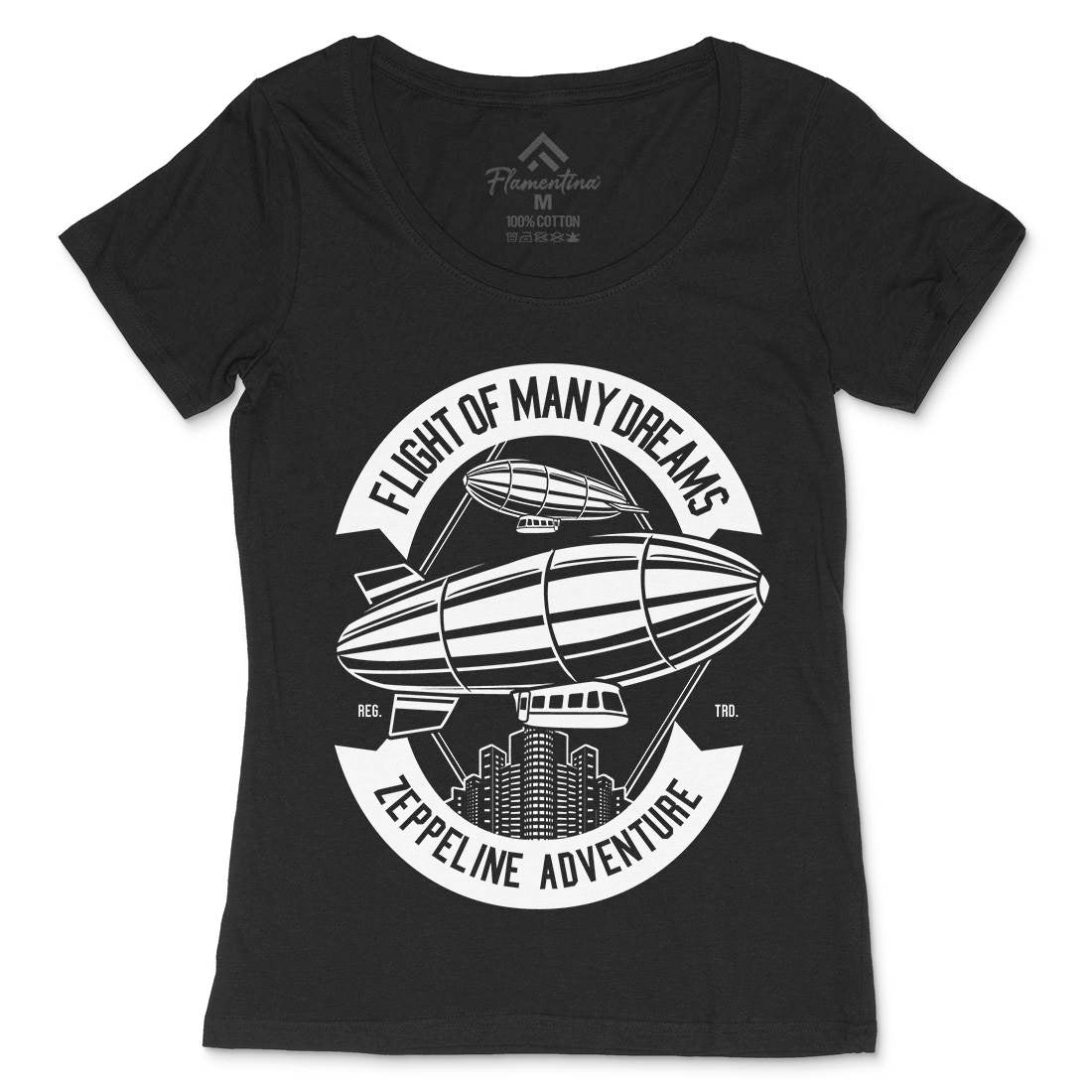Zeppelin Adventure Womens Scoop Neck T-Shirt Retro B677