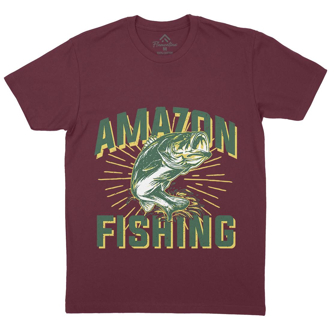 Amazon Mens Organic Crew Neck T-Shirt Fishing B678