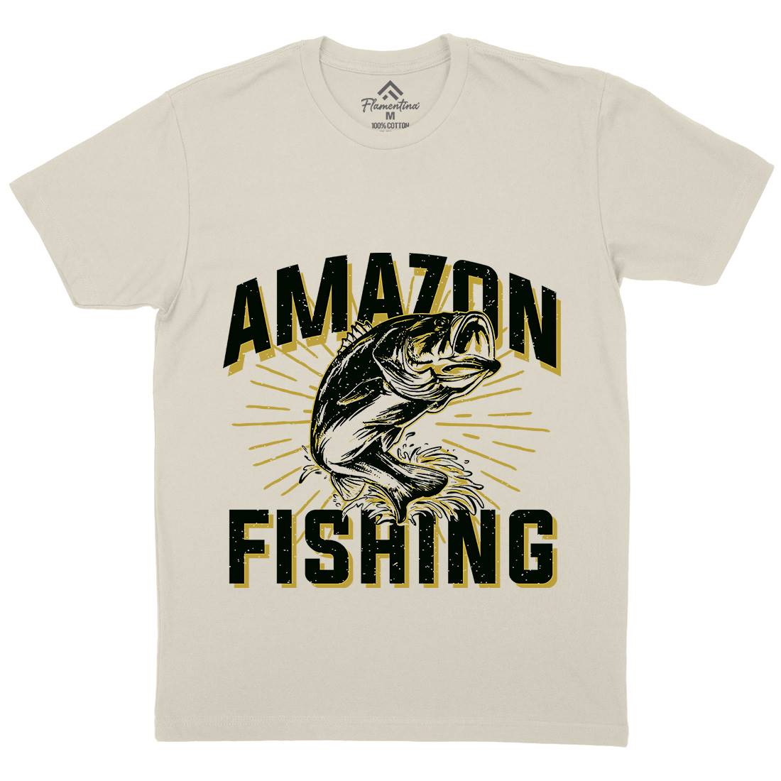 Amazon Mens Organic Crew Neck T-Shirt Fishing B678