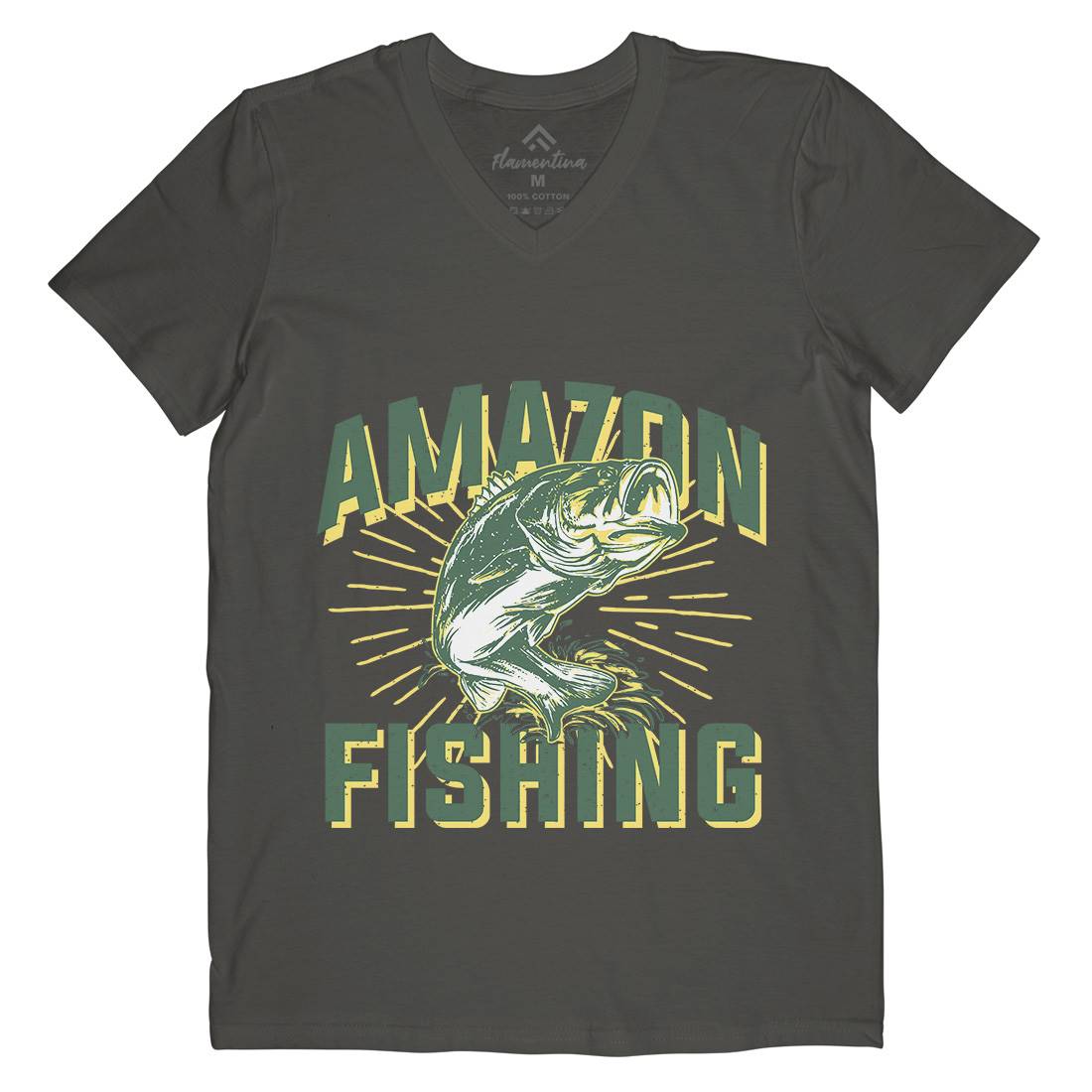 Amazon Mens V-Neck T-Shirt Fishing B678