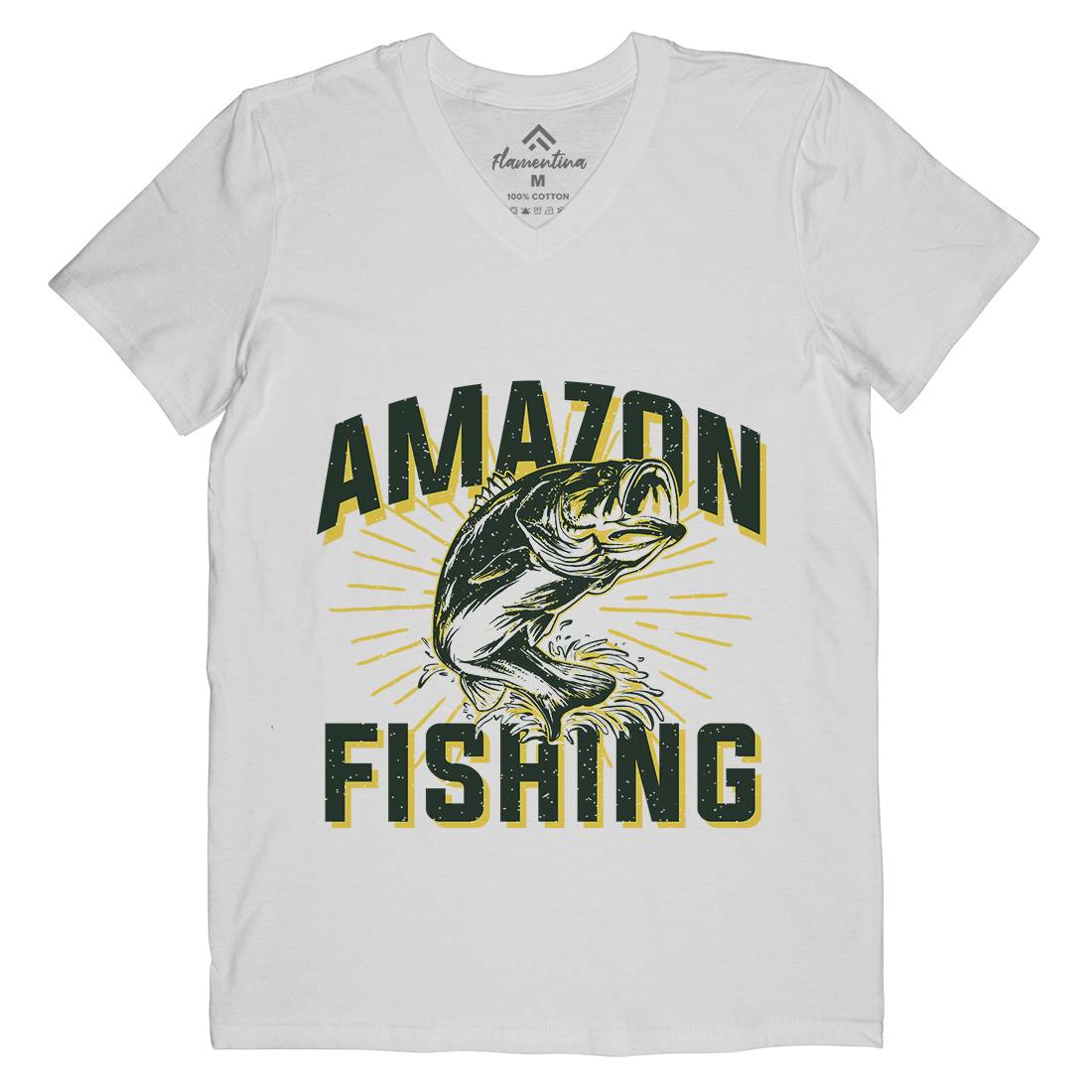 Amazon Mens V-Neck T-Shirt Fishing B678