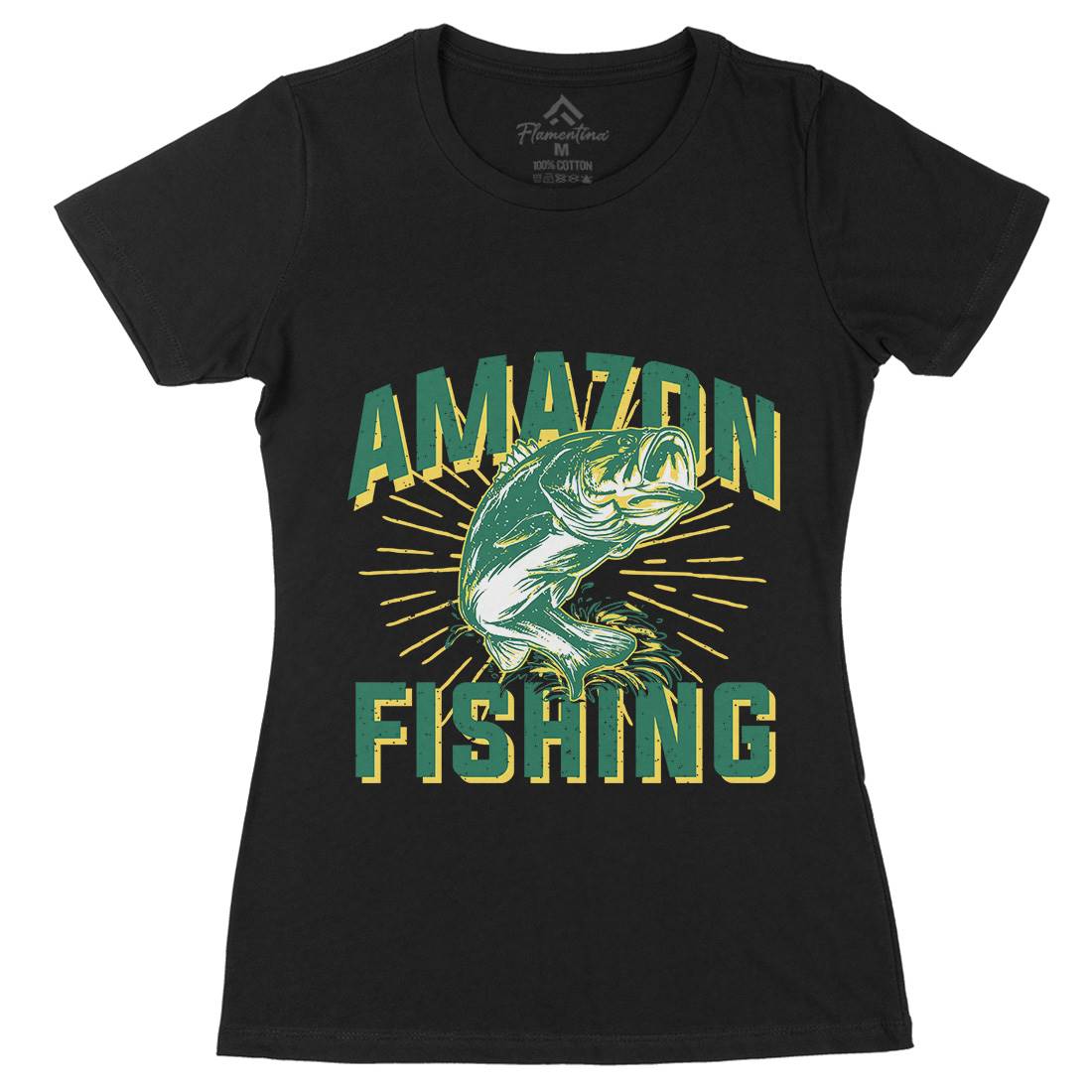 Amazon Womens Organic Crew Neck T-Shirt Fishing B678