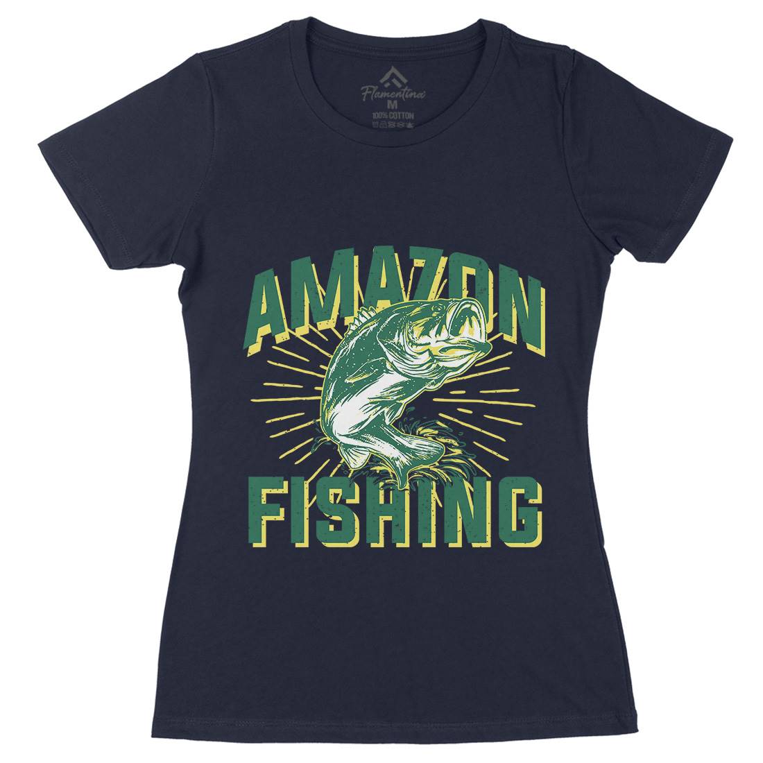 Amazon Womens Organic Crew Neck T-Shirt Fishing B678