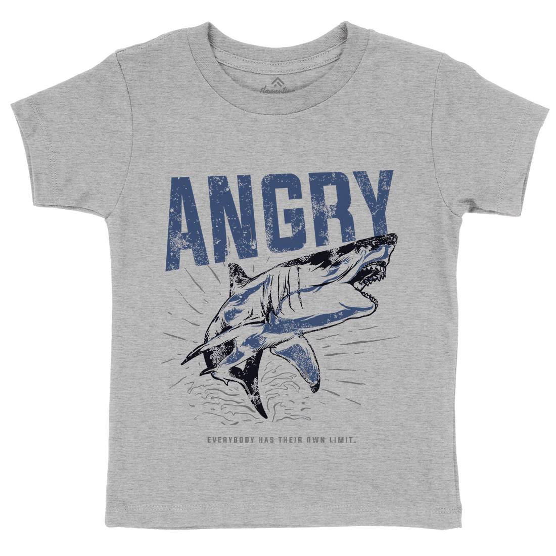 Angry Shark Kids Crew Neck T-Shirt Fishing B679