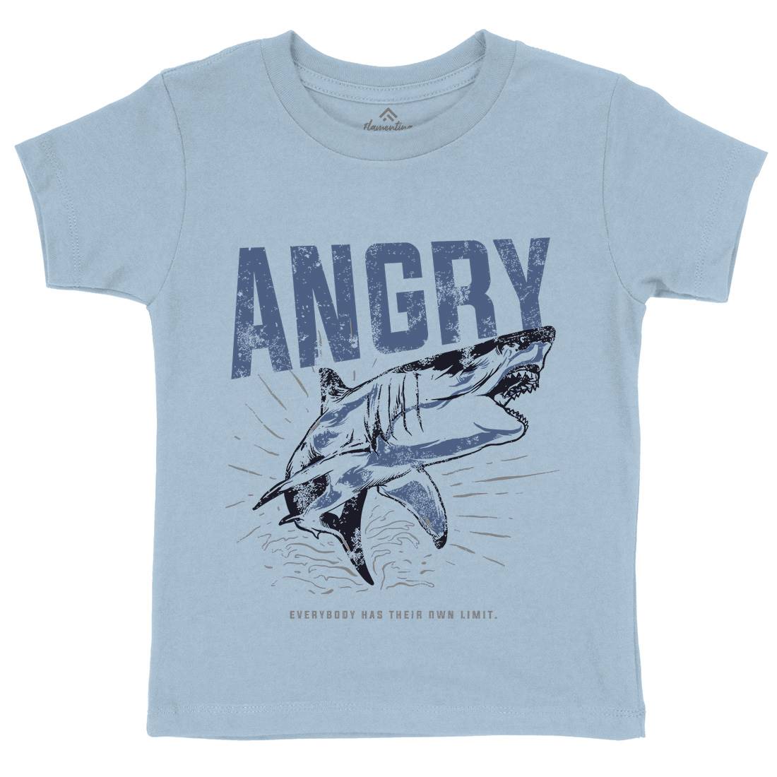 Angry Shark Kids Organic Crew Neck T-Shirt Fishing B679