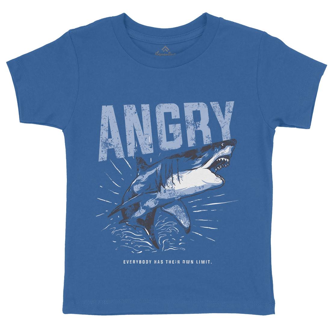 Angry Shark Kids Organic Crew Neck T-Shirt Fishing B679